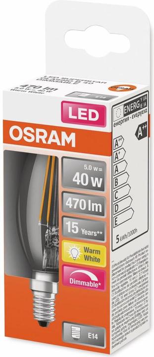 Produktbild Osram Led Retrofit Classic B (E14, 4.80 W, 470 lm, 1 x, F)
