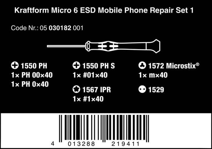 Actual product image Wera phone repair kit (Torx Plus, Microstix)