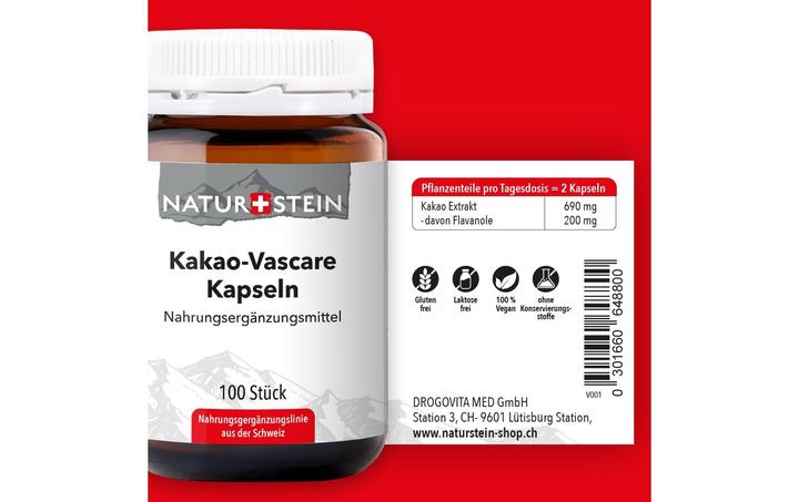 Actual product image Naturstein Cocoa Vascare (100 Piece, Capsules, 156 g)