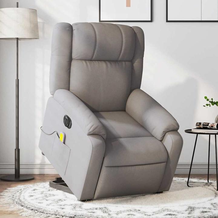 Immagine prodotto VidaXL Poltrona massaggiante Ausilio per la risalita Poltrona elettrica per TV Poltrona in tessuto Taupe