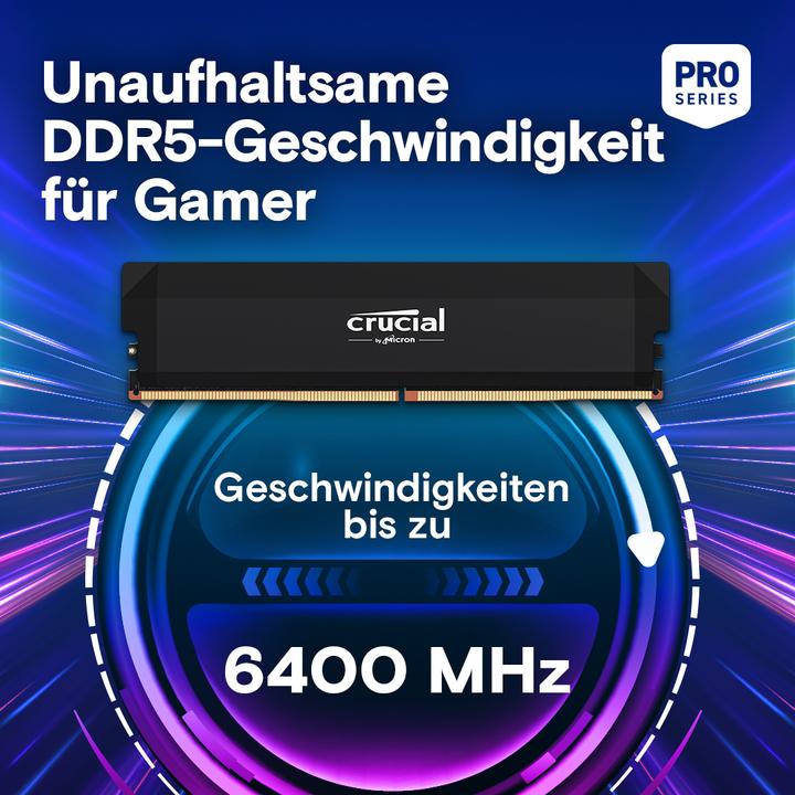 Immagine prodotto Crucial Pro DDR5-6400 Kit 64GB 2x32GB UDIMM CL40 B Overclocking (2 x 32GB, 6400 MHz, RAM DDR5, U-DIMM)