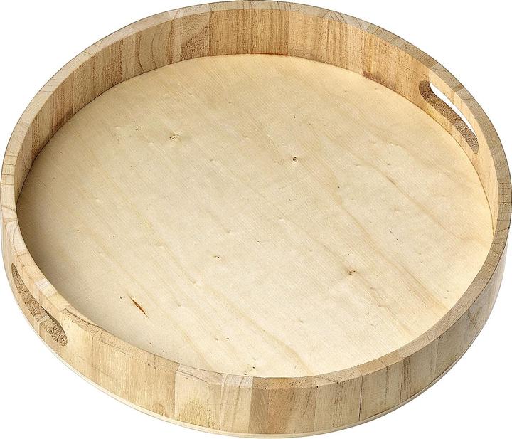 Actual product image VBS Tray, round, raw wood/plywood, Ø approx. 34 cm, H approx. 5 cm