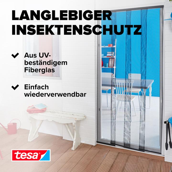 Produktbild tesa Insektenschutz STANDARD Lamellentür, Vorhang mit Klettverschluss, ohne Bohren (95 x 220 cm)