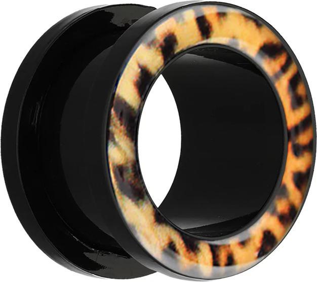 Star Piercing Flesh Tunnel mit Leopard (Acryl, ohne Messing)