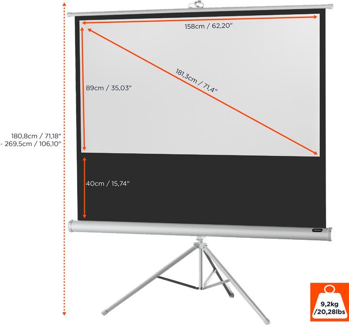 Actual product image Celexon Economy tripod screen - Projection screen with tripod - 181 cm (71") (71.26", 16:9)