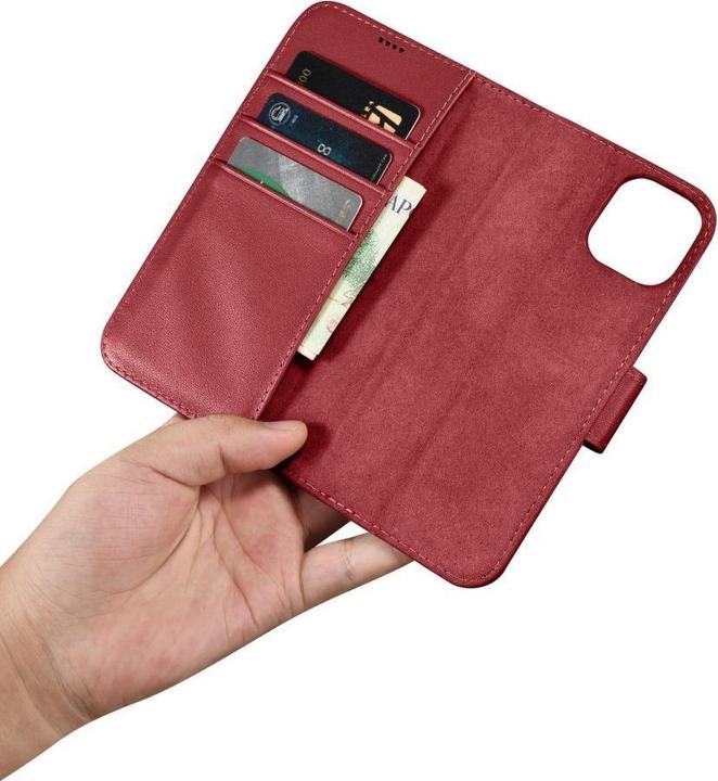 Image du produit iCarer Wallet Case 2 in1 Couverture iPhone 14 Plus Anti-RFID Cuir Flip Cover Rouge (WMI14220727-RD) (Apple iPhone 14 Plus)