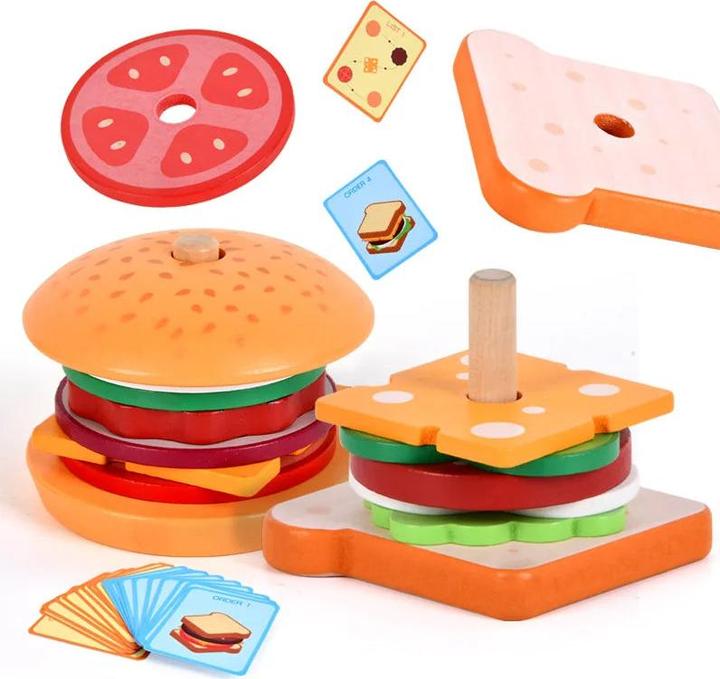 Immagine prodotto Activity Board Gioco di finzione fai da te simulazione hamburger panino forma colore accoppiamento puzzle cibo