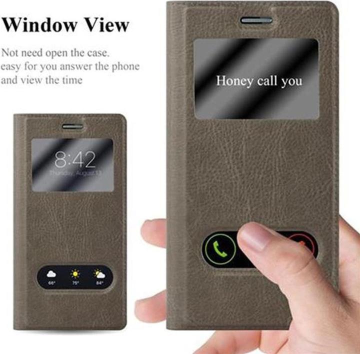 Actual product image Cadorabo Book with View double window cover (Huawei Ascend P7)