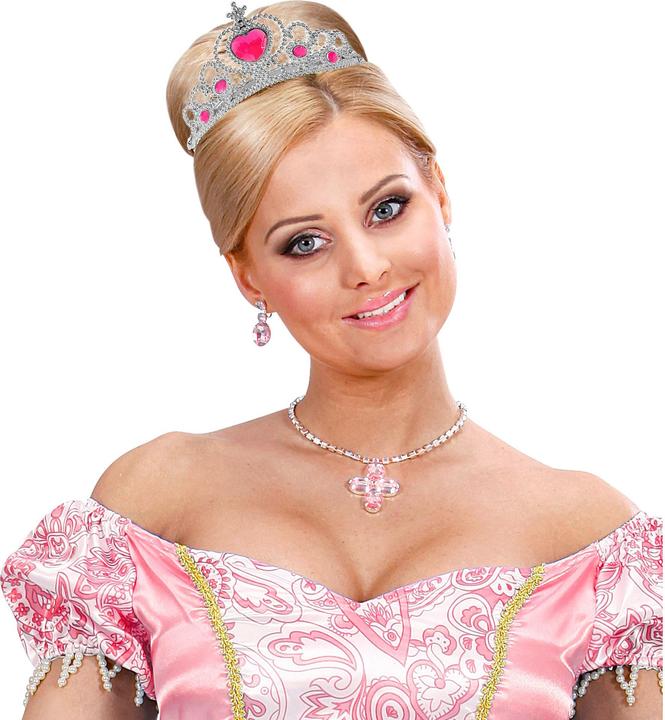 Actual product image Magni Tiara silver with pink gemstones