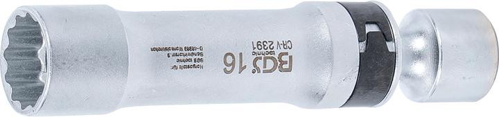 Actual product image BGS Zündkerzen-Gelenkeinsatz Zwölfkant mit Haltefeder Antrieb Innenvierkant 10 mm (3/8") SW 16 mm