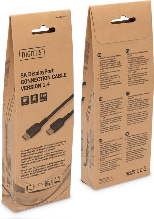 Immagine prodotto Digitus Cavo di collegamento DisplayPort 8K versione 1.4 (1 m, DisplayPort)