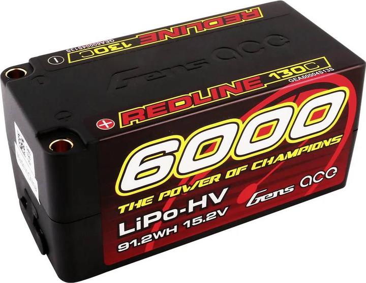 Actual product image Gens Ace Redline Series 6000mAh 15.2V 130C 4S2P HardCase 69 HV LiPo Battery (15.20 V, 6000 mAh)