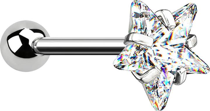 Produktbild Star Piercing Micro Barbell silber mit Kugel und Sternkristall (Chirurgenstahl 316L, ohne Messing)