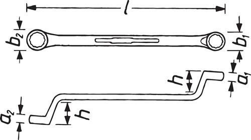 Actual product image HAZET Double box-end wrench 630-12X13 ∙ Outside 12-point profile ∙ 12 x 13 mm (12 mm, 13 mm)
