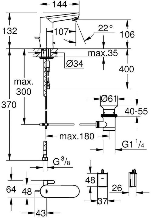 Produktbild Grohe Eurosmart CE Infrarot-Waschtischarmatur mit Temperaturregulierung