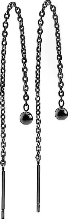 Star Piercing Ohrstecker mit freifallende Kette und Kugel schwarz (ohne Messing, Chirurgenstahl 316L)