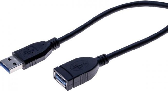 Produktbild Tecline USB 3.0 Verlängerungskabel, USB 3.0 St. A / USB 3.0 Bu. A, schwarz, 0,5 m Unterstützt Transferraten (0.50 m, USB 3.2 Gen 1)