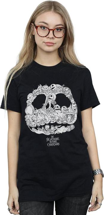 Actual product image Disney Womens/Ladies Nightmare Before Christmas Jack Skellington Jack-O-Lanterns Cotton Boyfriend T-Shirt (XXL)