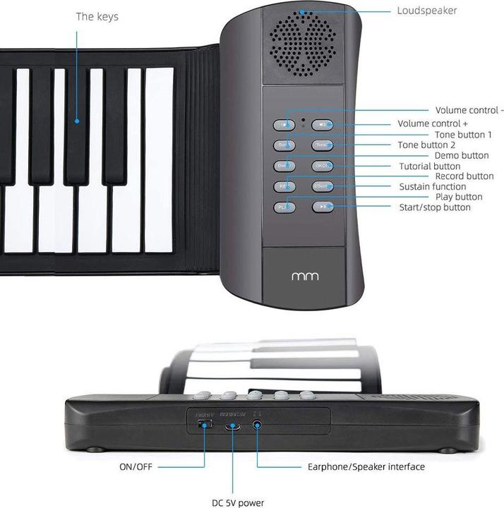 Actual product image Mikamax Roll Up Keyboard (61 Keys)