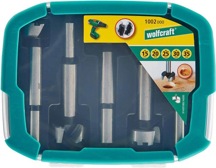 Produktbild wolfcraft Forstnerbohrer-Set, Ø 15–35 mm, 5-tlg. (15 mm, 35 mm, 20 mm, 25 mm, 30 mm)
