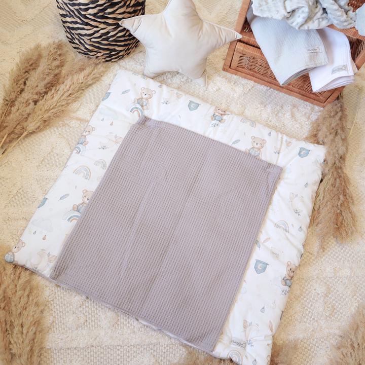 Baby-Nest Wickelauflage Waffel Inklusive Abnehmbare Wasserdichte Unterlage |Teddy Bears (80 x 75 cm)
