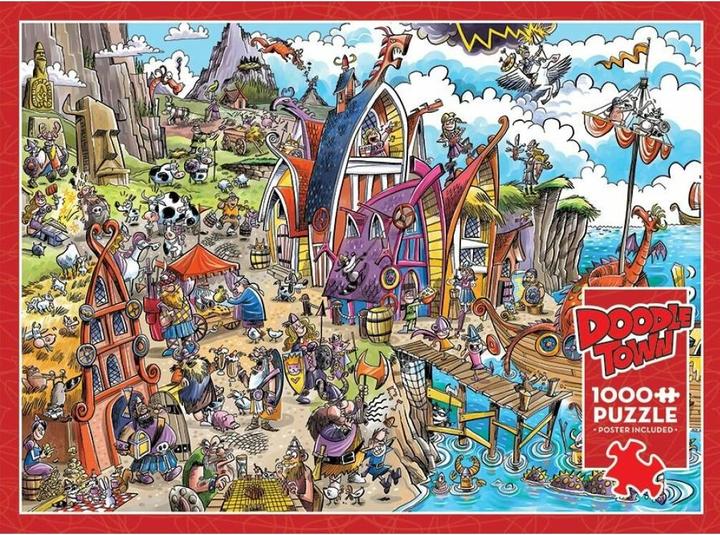 Immagine prodotto Cobble Hill Puzzle 1000 pezzi DoodleTown: Villaggio Vichingo (1000 pezzi)