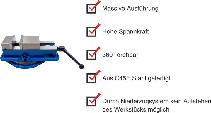 Actual product image Paulimot Niederzug-Maschinenschraubstock drehbar, 129 mm (150 mm)