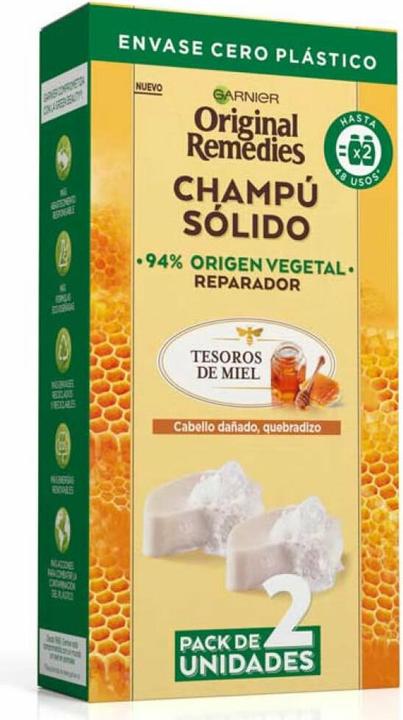 Produktbild Garnier ORIGINAL REMEDIES champú sólido tesoros de miel 2 x 60 gr (Festes Shampoo)