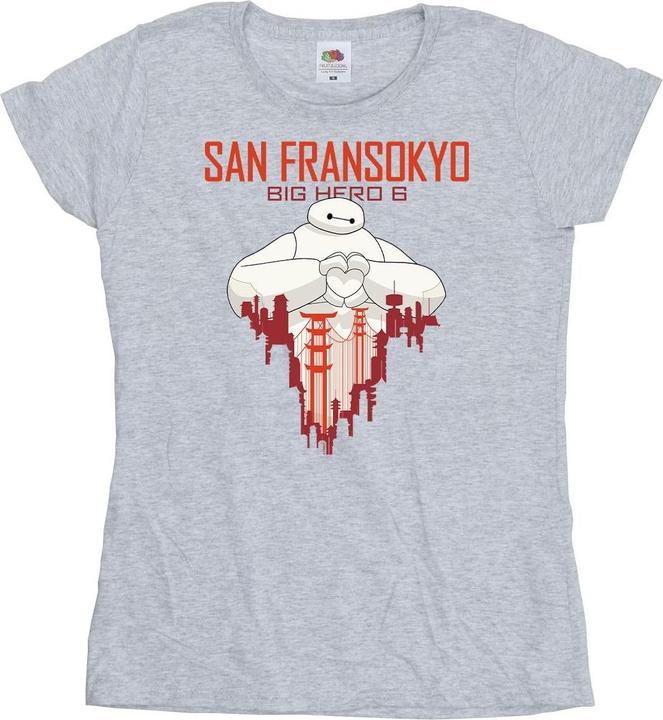 Actual product image Disney Womens/Ladies Big Hero 6 Baymax San Fransokyo Heart Cotton T-Shirt (XXL)