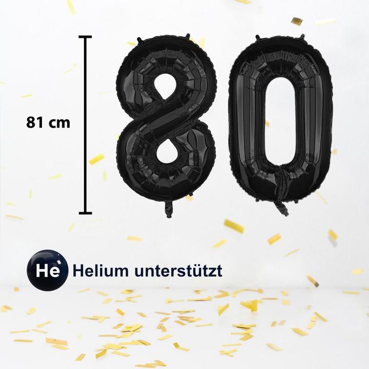 Actual product image Hermex Foil balloon number 80 number balloon balloon helium balloon black 81cm