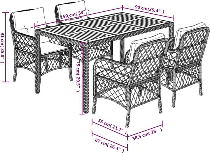 Produktbild VidaXL 10-tlg. Garten-Lounge-Set mit Kissen (150 cm)