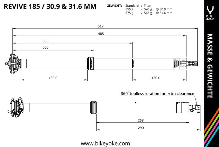 Image du produit BikeYoke Tige de selle Revive Dropper Post (ø31.6 mm/185 mm) (31.60 mm)