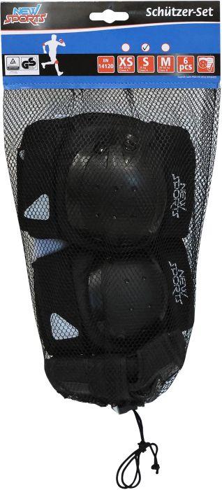 Image du produit New Sports Kit de protection noir, taille S jusqu'à 25 kg (S, Protège-poignets, Genouillère, Coudes, 6 pièces)
