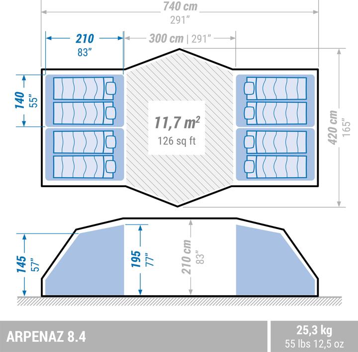 Immagine prodotto Quechua Arpenaz 8.4 (Tenda a cupola, 24 kg, 8 persone)