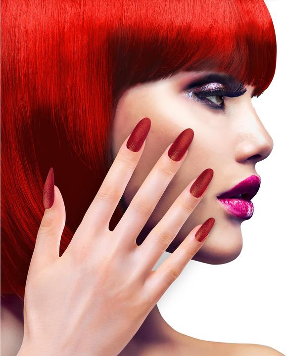 Image du produit Widmann 12 ongles autocollants rouge pailleté