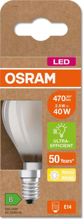 Produktbild Osram OSR LEDFil Tropfen Ultra 2,5W (E14, 2.50 W, 470 lm, 1 x, B)