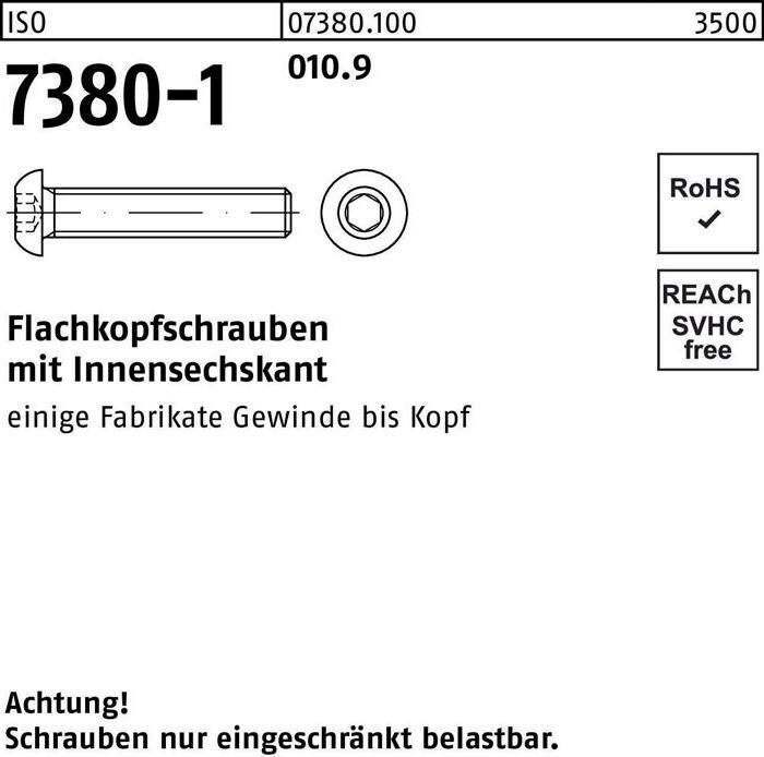 Produktbild Flachkopfschraube ISO 7380-1 m.Innensechskant M 10 x 60 010.9 (100 Schrauben pro Stück)