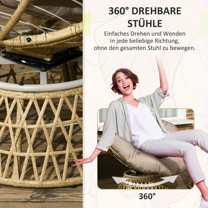 Immagine prodotto Swisshandel24 Gartenmöbel-Set 3-tlg., Bistro-Set inkl. Couchtisch, 2 Stühle, Gartensitzgruppe mit Kissen, Gartenga (45 cm)