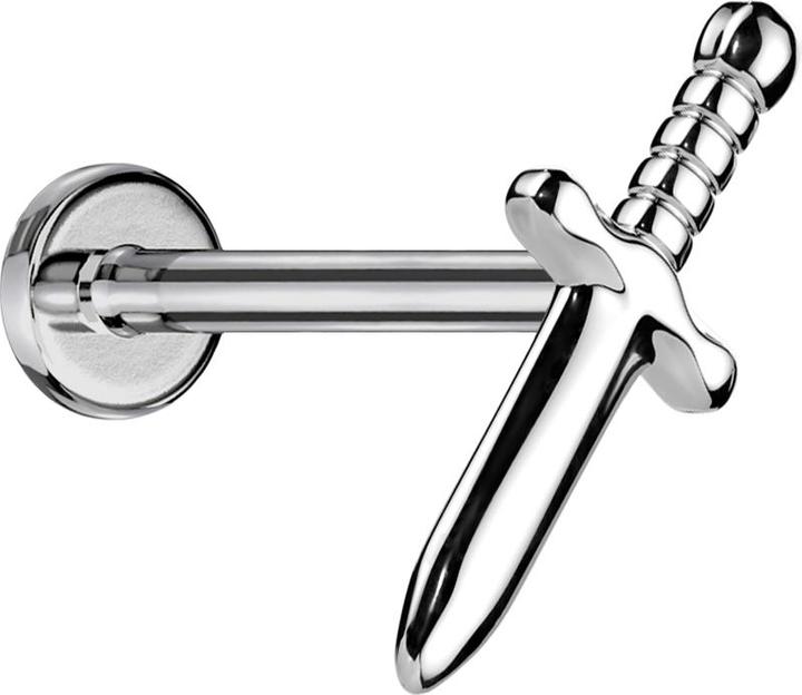 Star Piercing Micro Labret Innengewinde silber Dolch silber (ohne Messing, Titan G23)