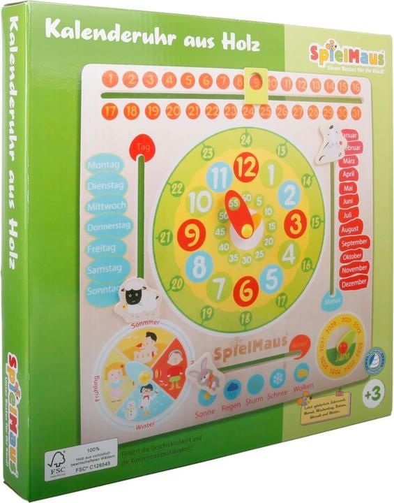 Produktbild Spielmaus SMH Kalenderuhr aus Holz 30x30cm