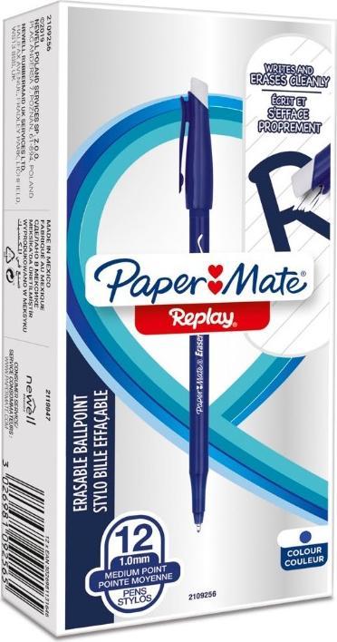 Image du produit Paper Mate Gomme à effacer REPLAY boîte de 12 pcs bl.M (Bleu, 12 x)