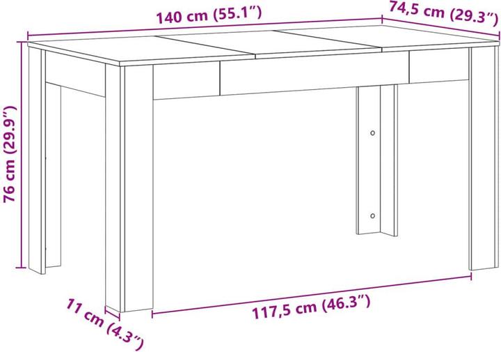Image du produit VidaXL Esstisch (140 x 74.5 x 76 cm)