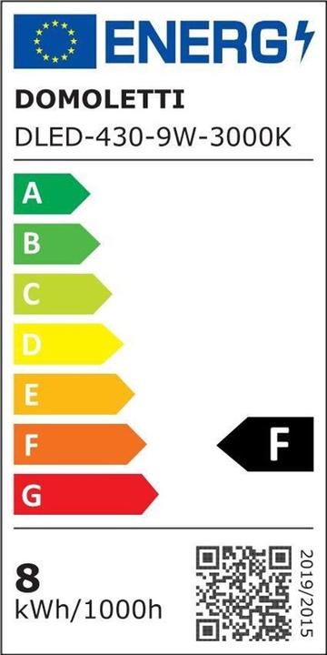 Energy Label Domoletti LED PANEL DLED-430 9W 3000K R
