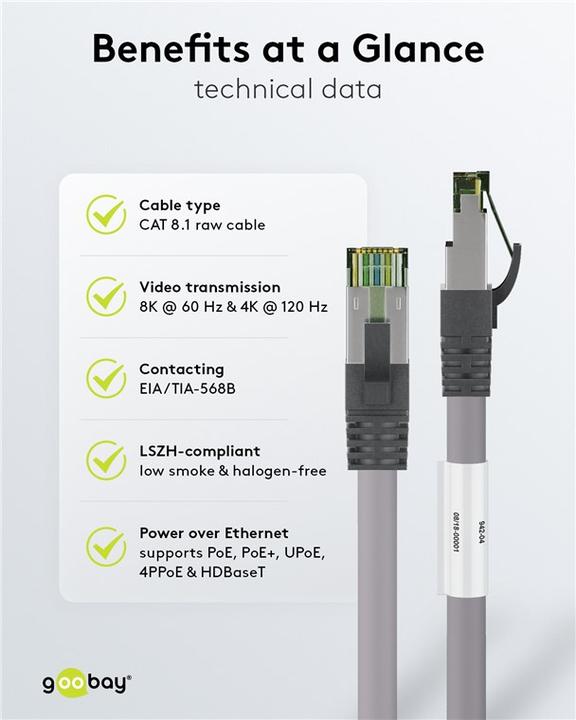 Produktbild Goobay Netzwerkkabel (S/FTP, CAT8.1, 5 m)