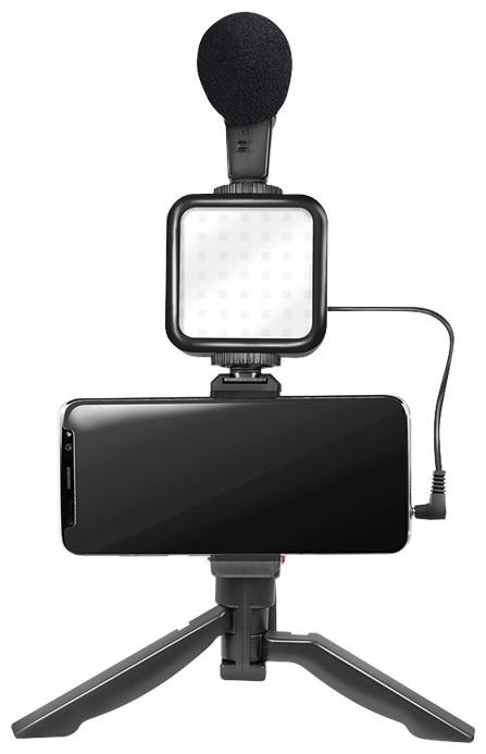 Immagine prodotto LogiLink Kit Vlogger con luce LED, microfono + treppiede, per smartphone da 4,77 pollici