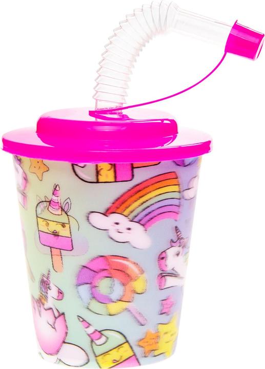 Produktbild LG-Imports Becher mit Deckel und Strohhalm Einhorn, 12 Stück. (12 x)