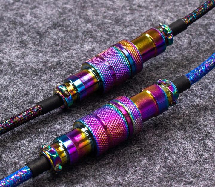 Actual product image Keychron Key RB Premium Coiled Cable Black Angled Cab-7