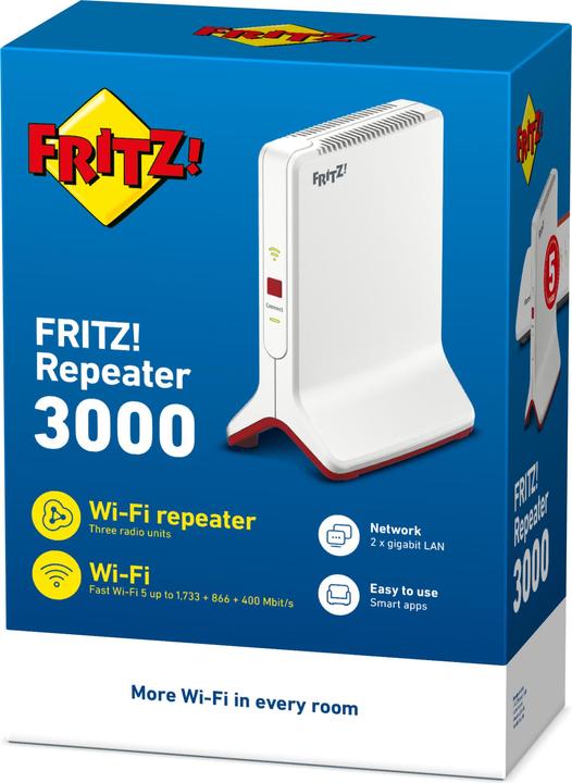 Actual product image AVM FRITZ!repeater 3000 WLAN Mesh International / CH (1733 Mbit/s, 400 Mbit/s)