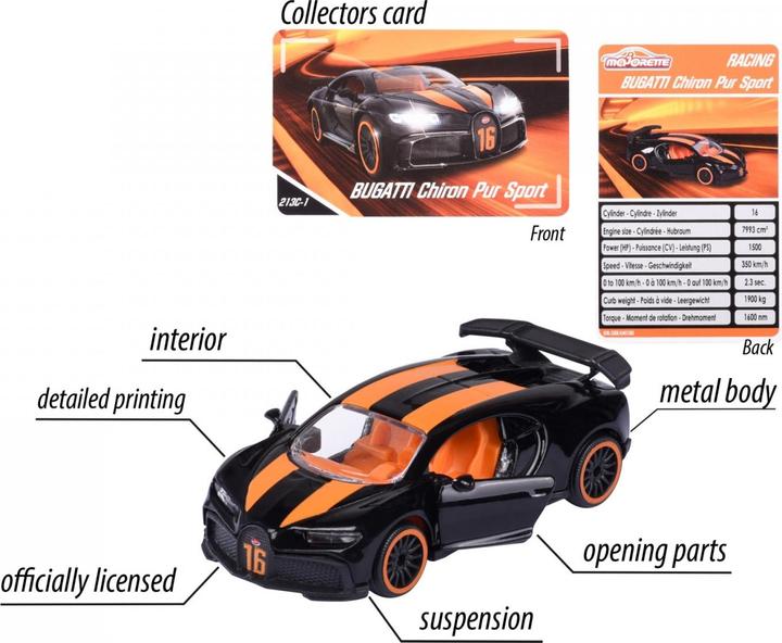 Productafbeelding Majorette Race Bugatti Chiron Pure Sport, zwart