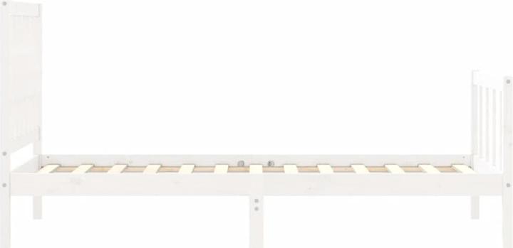 Produktbild VidaXL Massivholzbett mit Kopfteil Weiss 100x200 cm (100 x 200 cm)